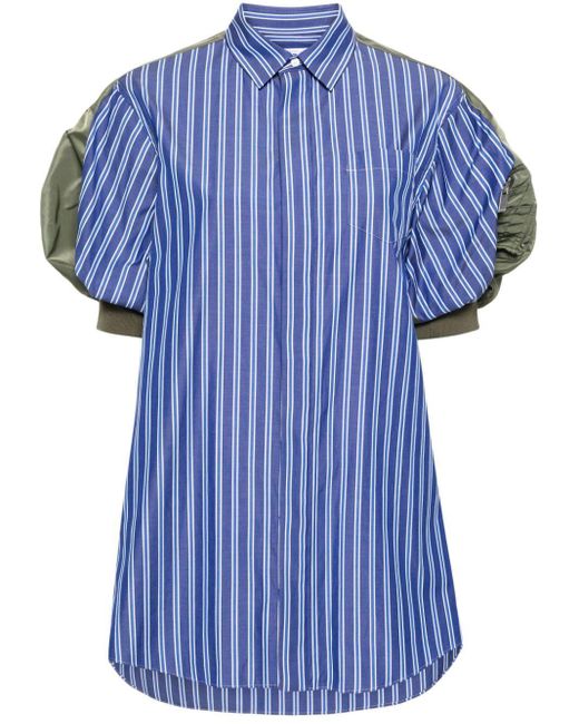 Sacai Blue Panelled Striped Minidress