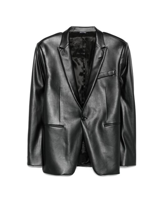 Reveres 1949 Black Single-Breasted Leather Jacket for men