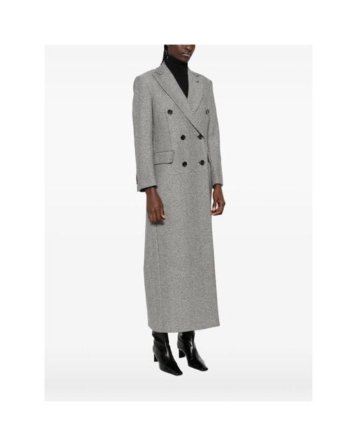 Eraldo Gray Herringbone Double-Breasted Coat