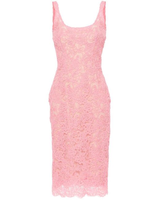 Ermanno Scervino Pink Lace Midi Dress