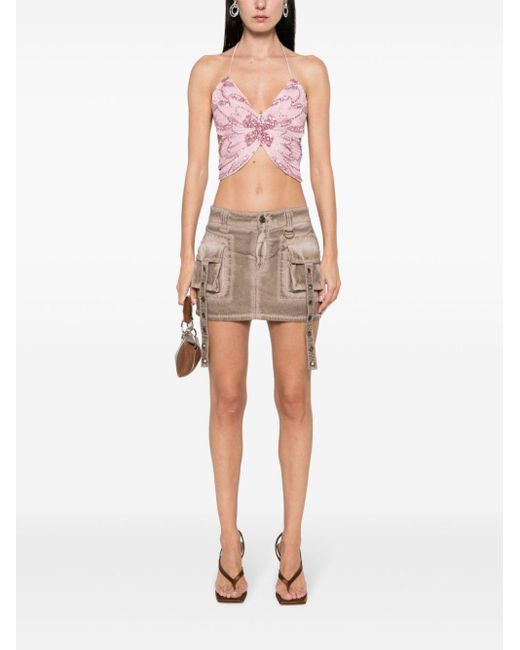 Blumarine Pink Sequin-Embellished Butterfly Top
