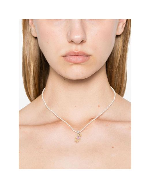 YVMIN Metallic Mini Flocked Bear Necklace
