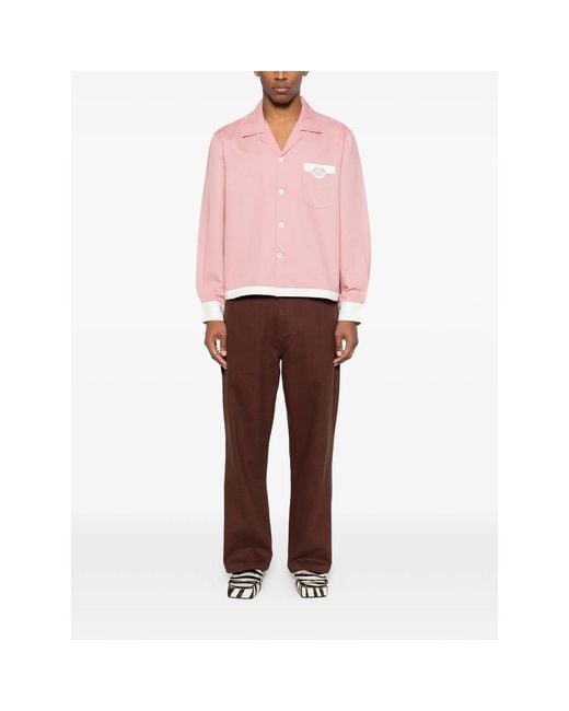 Bode Pink Camp-Collar Pocket Shirt for men