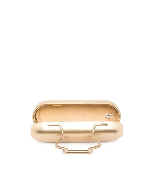 Cult Gaia Natural Ilaria Metallic-Finish Wave-Handle Clutch Bag
