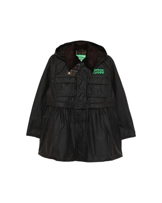 BARBOUR X GANNI Black X Ganni Peplum Waxed Coat