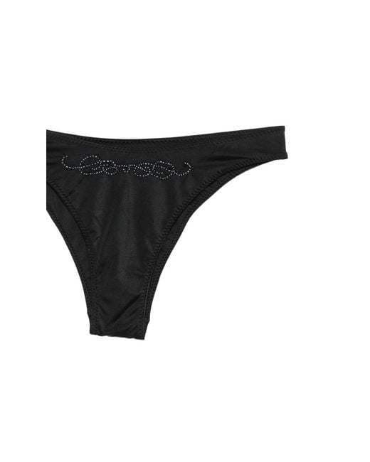 Frankie's Bikinis Black X Jennie Dove Beaded-Logo Bikini Bottoms