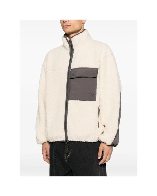 Maison Kitsuné Natural Fleece-Texture Panelled Jacket for men