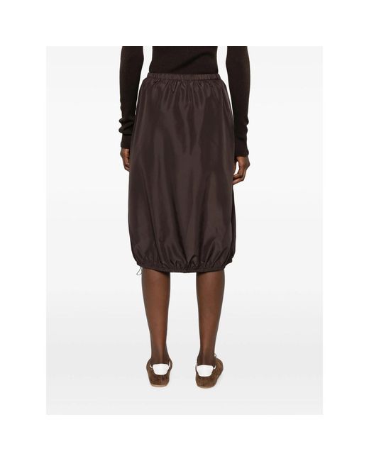 CECILIE BAHNSEN Brown Drawstring-Hem Balloon Midi Skirt