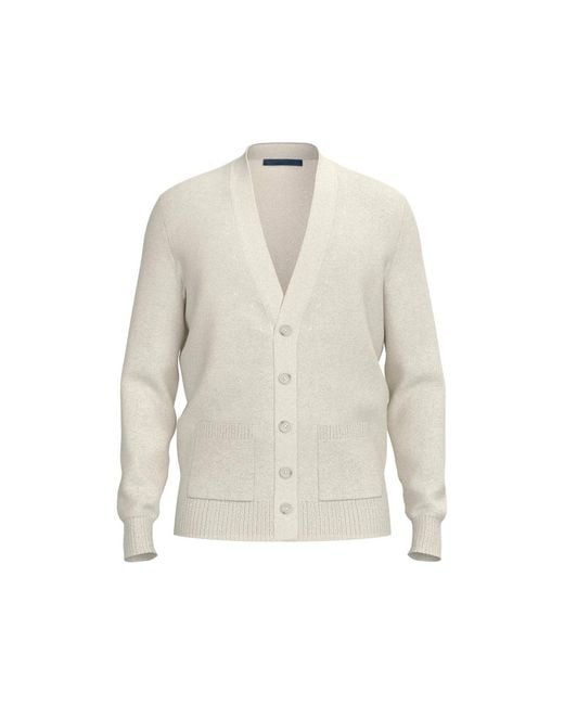 Beckham X Boss White X Beckham Patch-Pocket V-Neck Cardigan for men