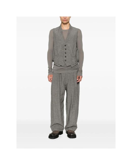 Ziggy Chen Gray Check-Pattern Waistcoat for men