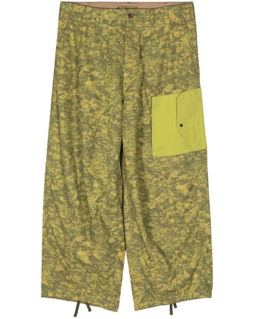 C P Company Green Camouflage-Print Wide-Leg Trousers for men