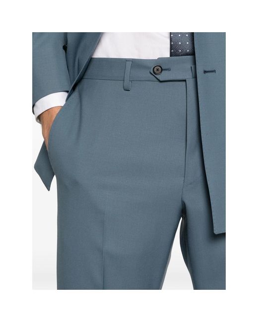 Caruso Blue Double-Breasted Tailored Suit for men