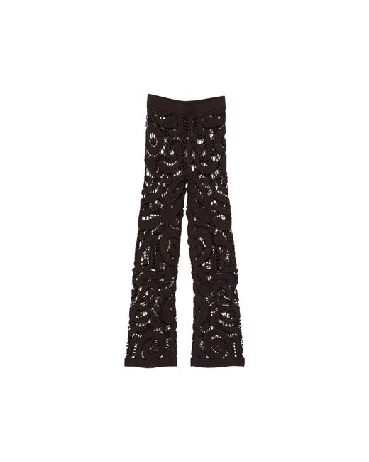 Pinko Black Crochet Knit Elasticated Waistband Trousers