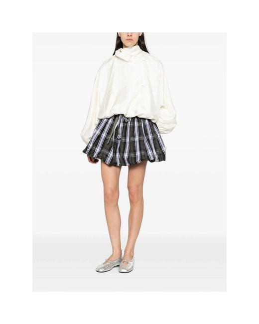Patou Black Tartan-Print Bubble-Hem Skirt
