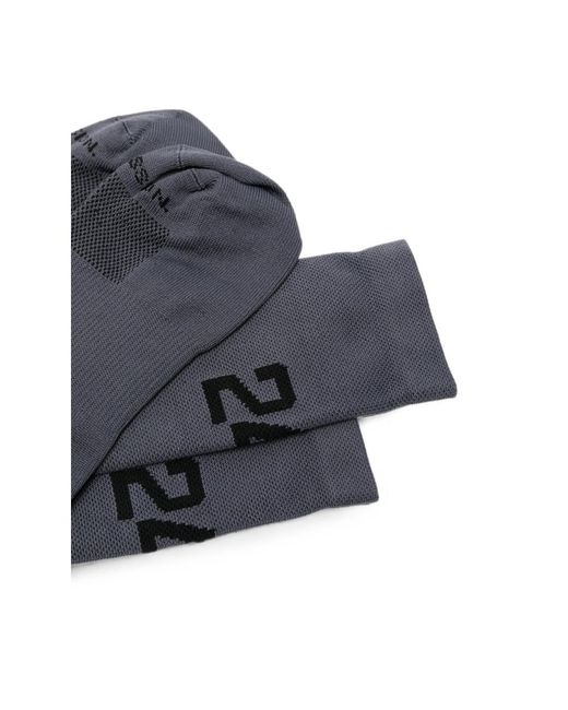 Represent Blue Logo-Intarsia Mesh-Panel Socks for men