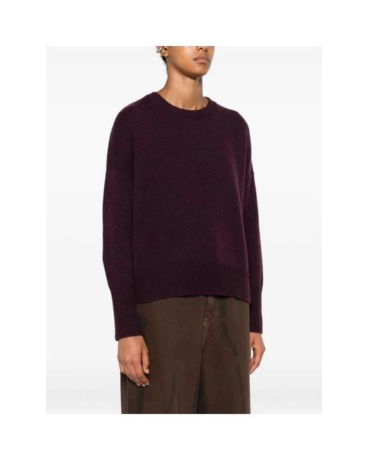 Lisa Yang Purple Round-Neck Cashmere Sweater