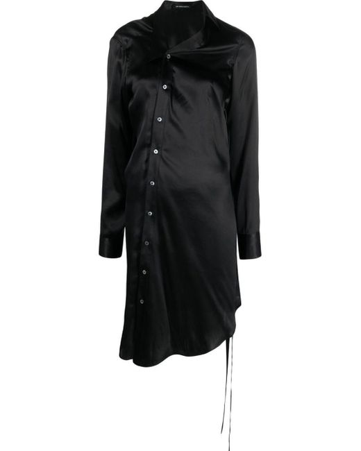 Ann Demeulemeester Black Asymmetric Silk Shirt Dress