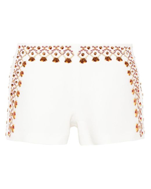 Ermanno Scervino White Embroidered-Detail Mini Shorts