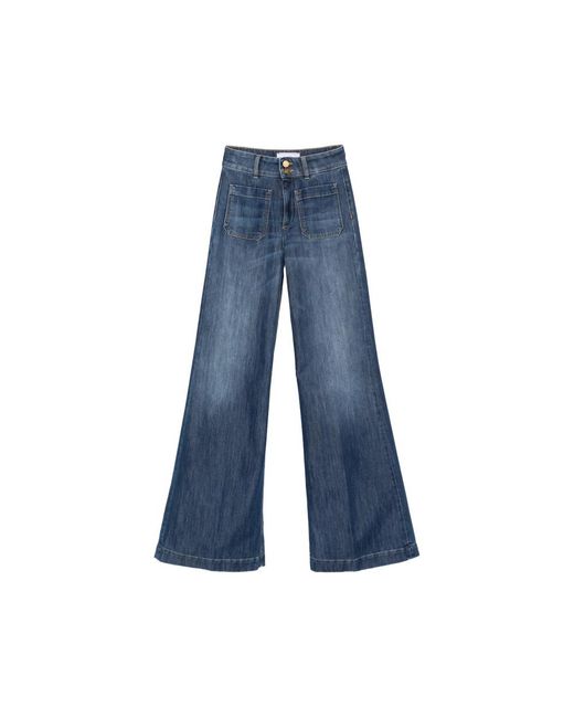 Seafarer Blue Patch-Pocket Wide-Leg Jeans