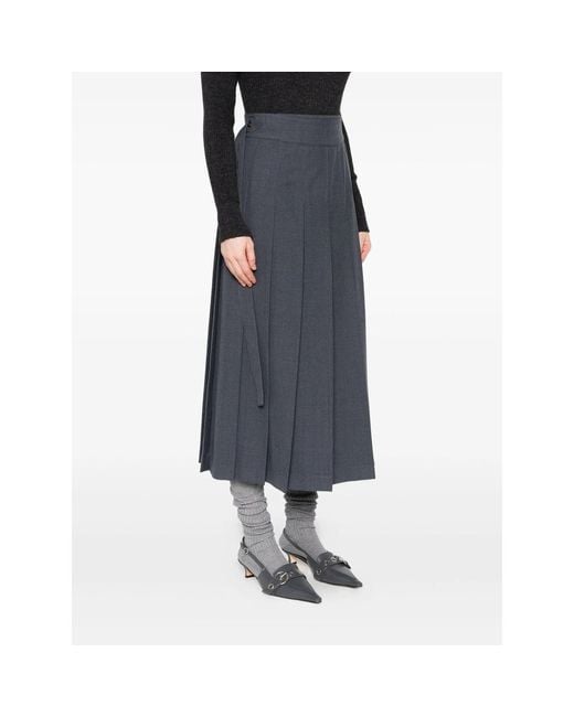 Rohe Gray Buttoned Midi Pleated Skirt
