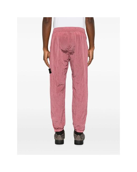 Stone Island Red Logo-Patch Track Pants for men