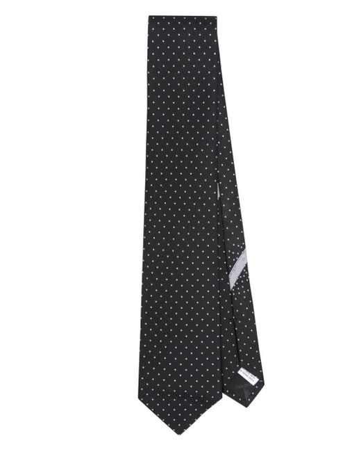 Ferragamo Black Polka Dot Silk Tie for men