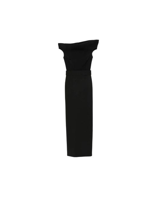 Solace London Black Faro Belted Maxi Dress