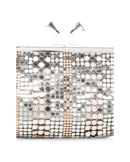 Anya Hindmarch White Maud Sequin-Embellished Frame Clutch Bag