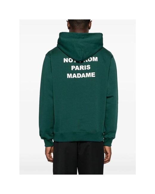 Drole de Monsieur Green Logo-Print Cotton Hoodie for men