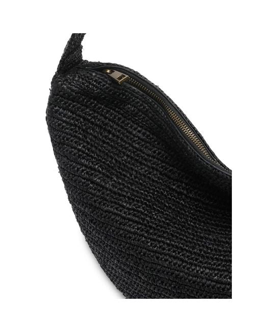 IBELIV Black Clip Raffia Shoulder Bag