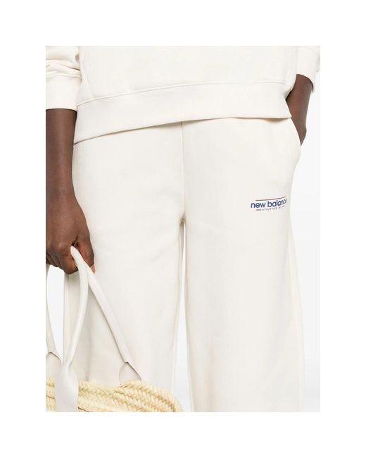 New Balance White Logo-Embroidered Sweatpants