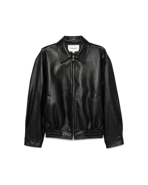 TONYWACK Black Leather Jacket for men