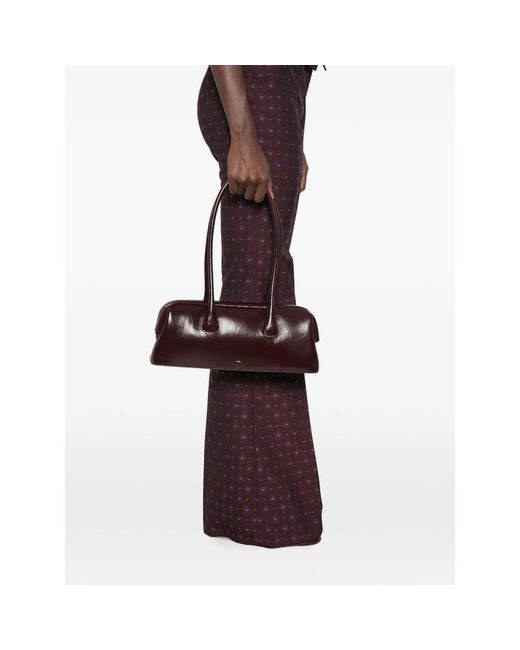 OSOI Purple Boat Wide Leather Shoulder Bag