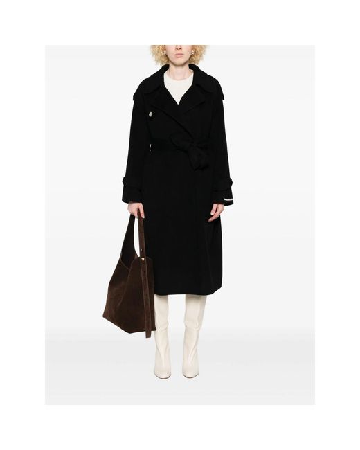 GLOX Black Belted Long-Sleeve Coat