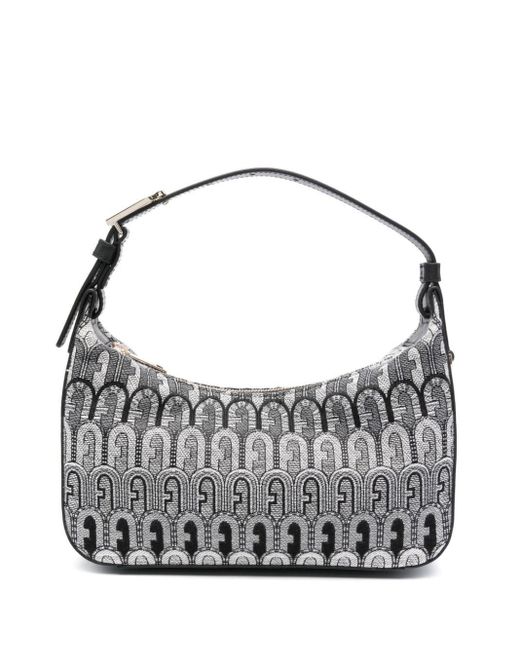 Furla Gray Monogram-Jacquard Shoulder Bag