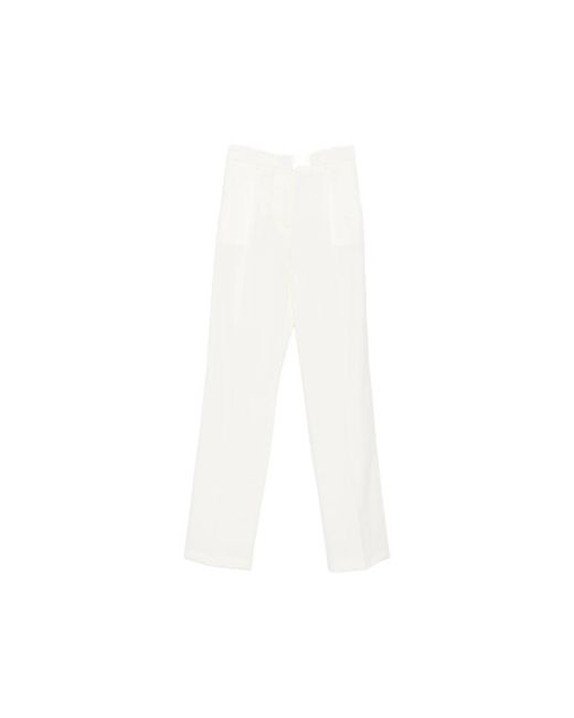Elisabetta Franchi White Pressed-Crease Straight-Leg Trousers