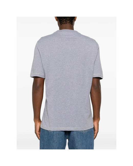 Brunello Cucinelli Gray Logo-Embroidered T-Shirt for men
