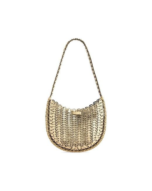 Rabanne Metallic Moon Reversible Leather Shoulder Bag