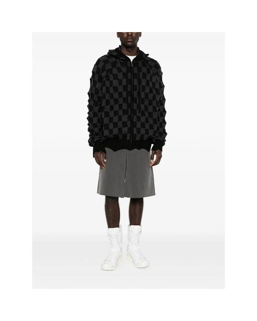 MADFRENZY Black Checkerboard Hoodie for men
