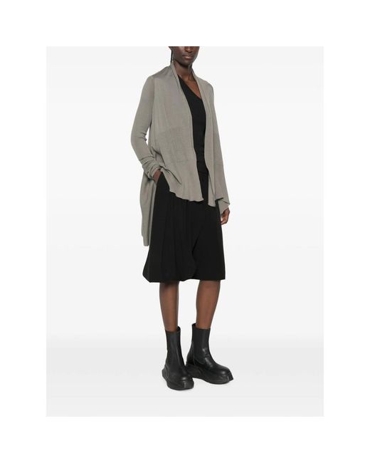 Rick Owens Gray Long-Sleeve Asymmetric Cardigan