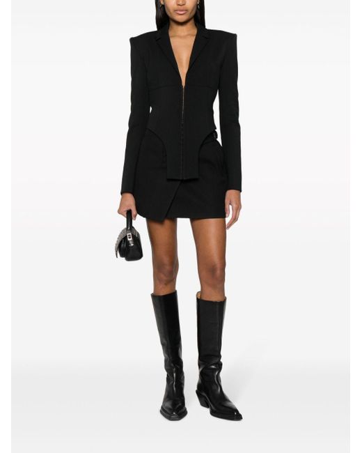 Ssheena Black Bodysuit-Style Hook-Fastening Blazer