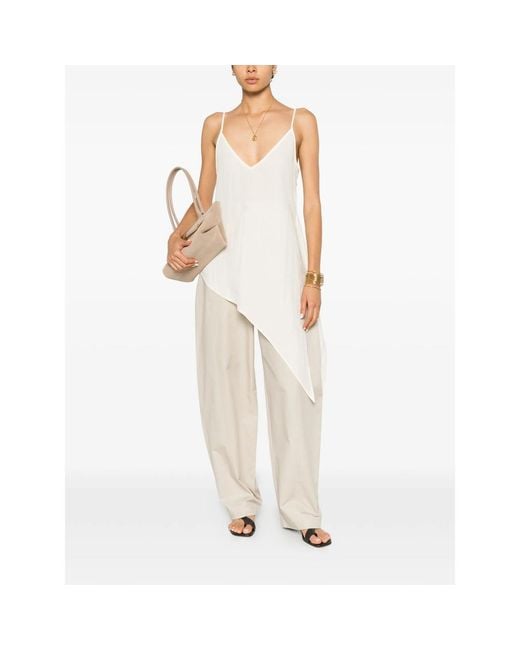Covert White Belt-Loop Trousers