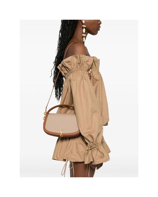 Saint Laurent Brown Neutrals Tote Bags