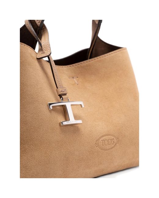 Tod's Natural Top-Handle Suede Tote Bag