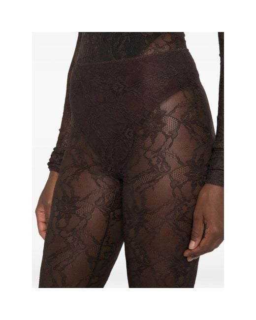 ANDAMANE Black Loli Lace-Pattern Cropped Leggings