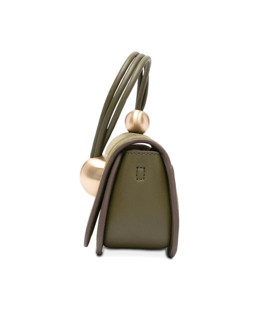 Cult Gaia Green Curved-Suede Embellished Tote Bag