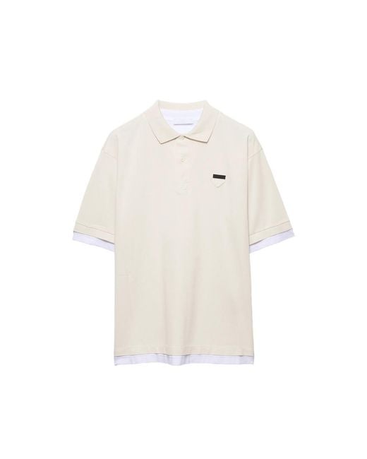 Prada White Cotton Polo Shirt for men
