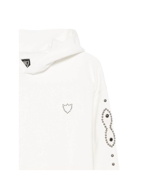 HTC White Moustache Stud-Embellished Crystal-Embellished Hoodie