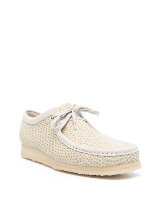 Clarks White Wallabee Textured Boat Shoes for men