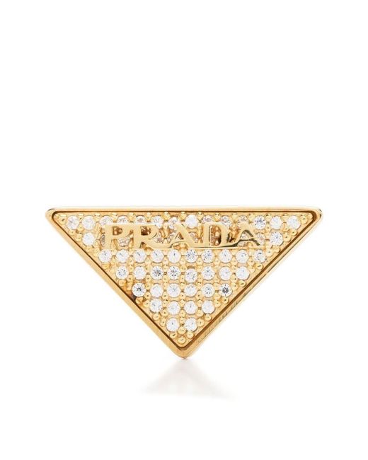 Prada Crystalembellished Triangle Stud Earrings in Natural Lyst